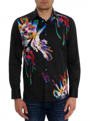 Black Robert Graham Aurora Long Sleeve Button Down Shirt | 476052VZI