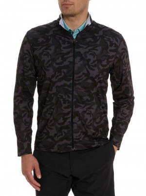 Black Robert Graham Faro Long Sleeve Knit Full Zip | 768534IAX