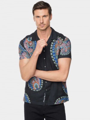 Black Robert Graham Goliath Short Sleeve Button Down Shirt | 241809MLP