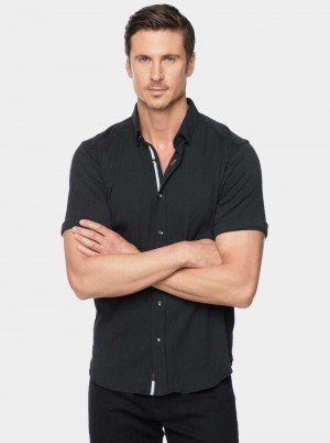 Black Robert Graham Hammond Short Sleeve Knit Shirt | 206845ZMT