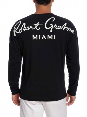 Black Robert Graham Miami Long Sleeve T-shirt | 948530NXM