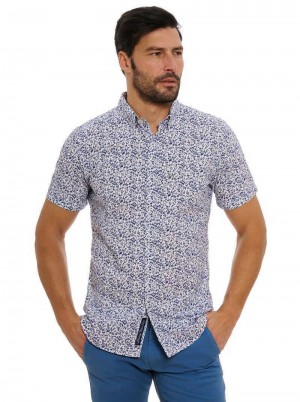 Blue Robert Graham Bassel Short Sleeve Button Down Shirt | 718506UCW