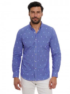 Blue Robert Graham Bryson Long Sleeve Button Down Shirt | 246170ERD