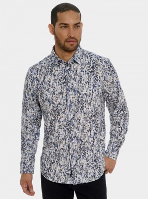 Blue Robert Graham Fragment Long Sleeve Button Down Shirt | 738419YUX