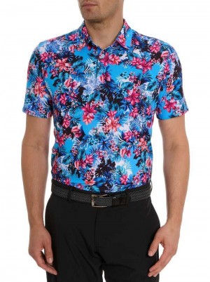 Blue Robert Graham Island Time Polo | 379405ECM