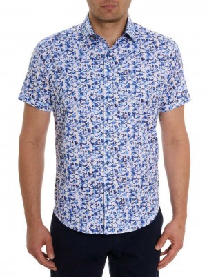 Blue Robert Graham Kaanapali Short Sleeve Button Down Shirt | 053128SBW