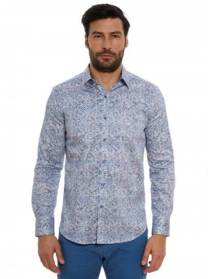 Blue Robert Graham Kaimana Long Sleeve Button Down Shirt | 651982XKY