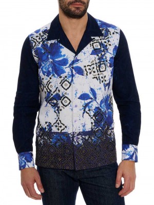 Blue Robert Graham Limited Edition Blue Murro Long Sleeve Button Down Shirt | 015674KOU