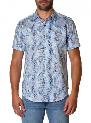 Blue Robert Graham Mckay Short Sleeve Woven Shirt | 750619IXG