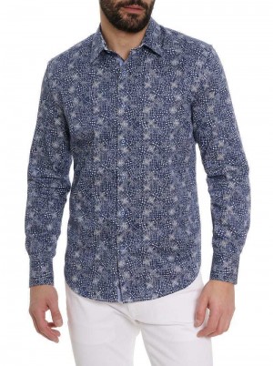 Blue Robert Graham Walpon Long Sleeve Button Down Shirt | 419370OWZ