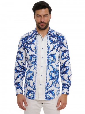 Blue Robert Graham Zuma Long Sleeve Button Down Shirt | 048751BFP