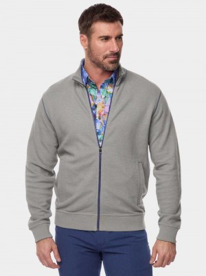 Charcoal Robert Graham Moser Long Sleeve Knit Full Zip | 892136SVX