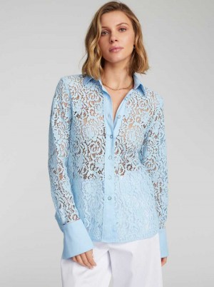 Light Blue Robert Graham Priscilla Shirt | 087293FWA