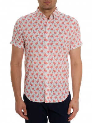 Multi Robert Graham Polka Flamingo Short Sleeve Button Down Shirt | 017942AMR