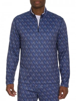 Navy Robert Graham Iron Skull Long Sleeve Knit | 416927ZLT