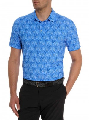 Periwinkle Robert Graham Iron Skull Performance Polo | 146798KPV