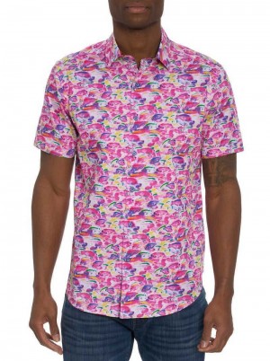 Pink Robert Graham Fishy Business 2 Short Sleeve Button Down Shirt | 748531FLA