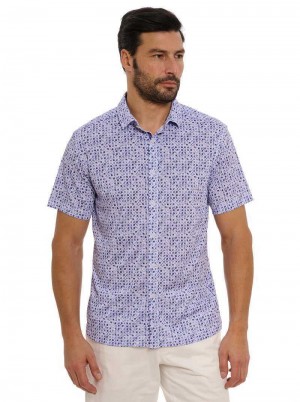 Purple Robert Graham Zambia Short Sleeve Knit Shirt | 046398ZNI