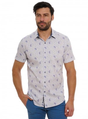 White Robert Graham Belmond Short Sleeve Button Down Shirt | 528709YVI