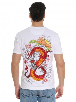 White Robert Graham Dragon Roar T-shirt | 012958IJW