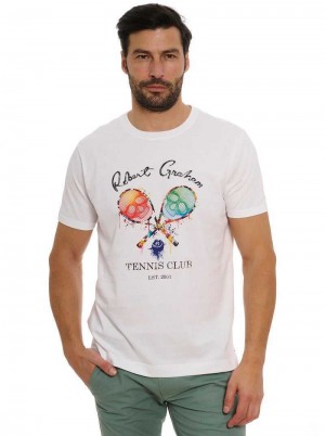 White Robert Graham Rg Tennis Club T-shirt | 197823DAQ