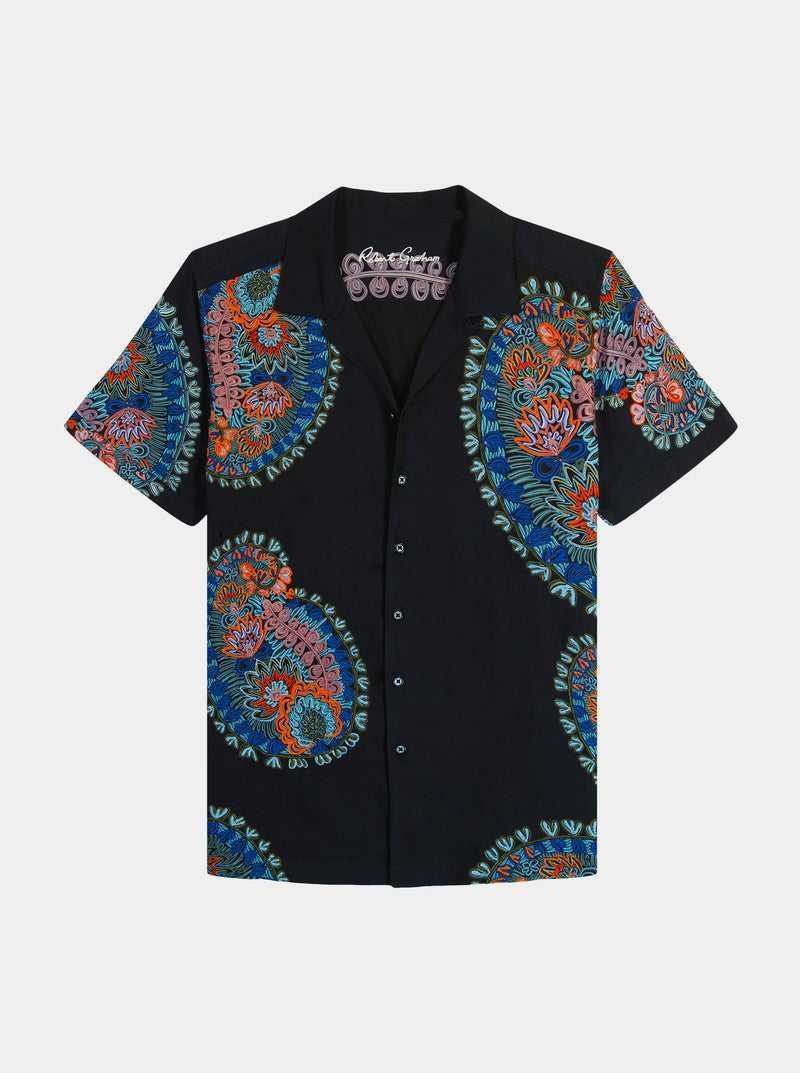 Black Robert Graham Goliath Short Sleeve Button Down Shirt | 241809MLP