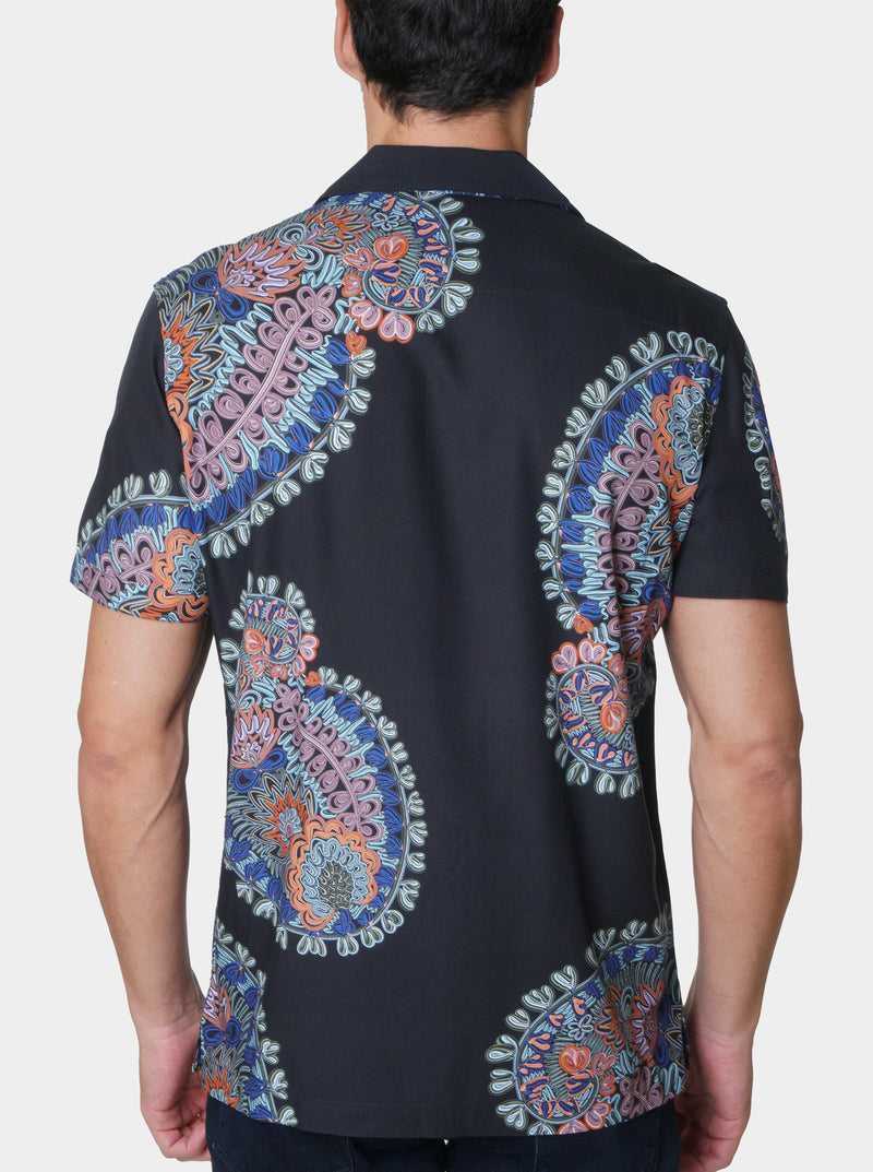 Black Robert Graham Goliath Short Sleeve Button Down Shirt | 241809MLP