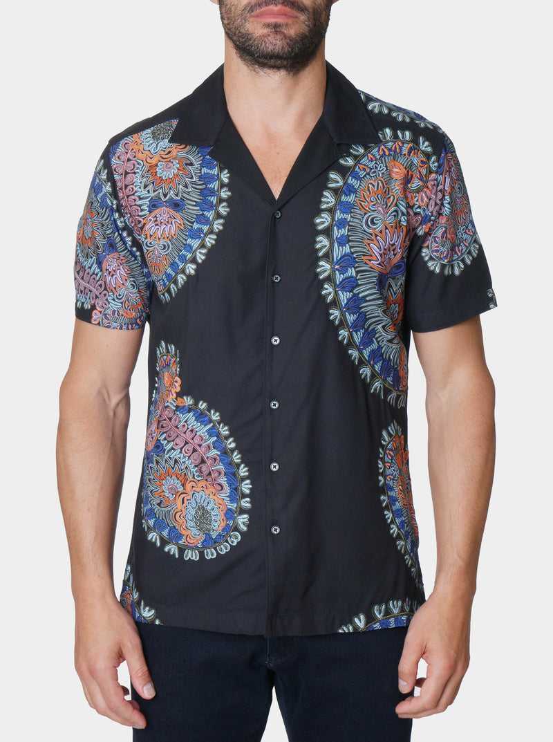 Black Robert Graham Goliath Short Sleeve Button Down Shirt | 241809MLP