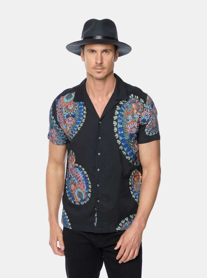 Black Robert Graham Goliath Short Sleeve Button Down Shirt | 241809MLP