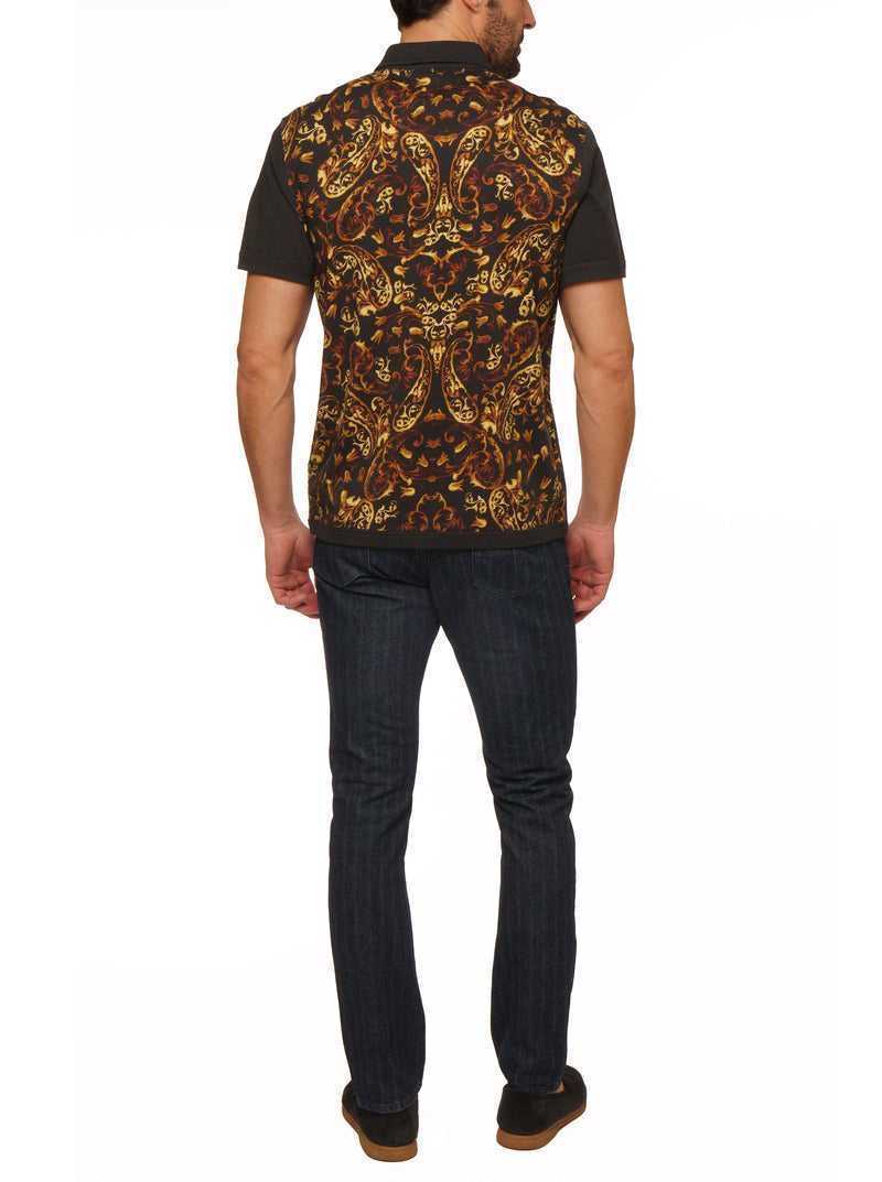 Black Robert Graham Hadrian Short Sleeve Knit Shirt | 735210QZY