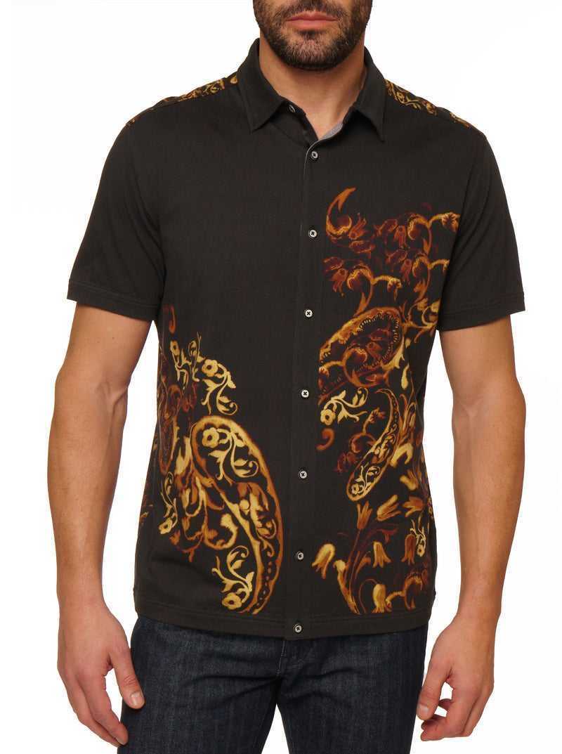 Black Robert Graham Hadrian Short Sleeve Knit Shirt | 735210QZY