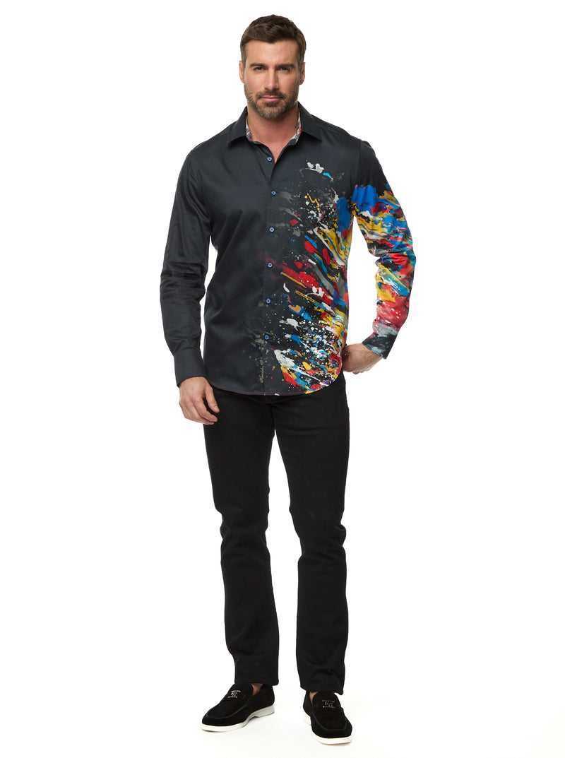 Black Robert Graham Knightsbridge Woven Shirt Tall | 635890NCT