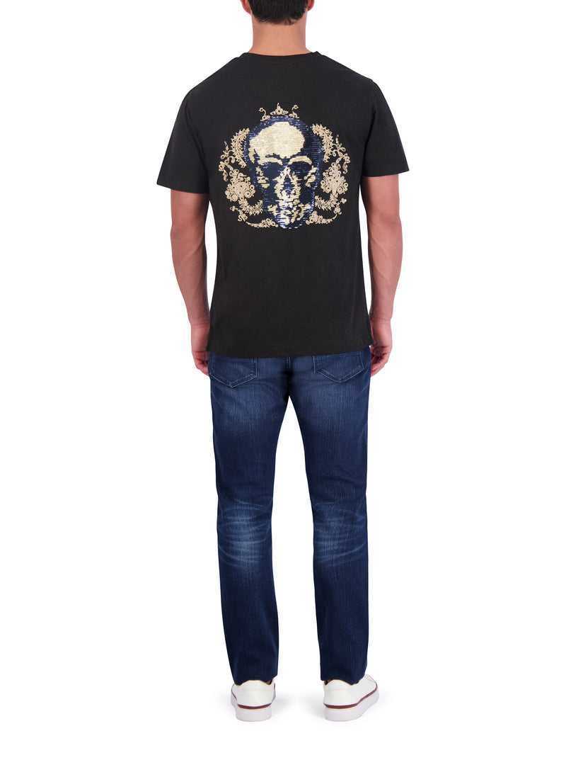 Black Robert Graham Limited Edition Neil Sequin Skull T-shirt | 135409RBI