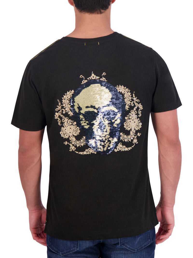 Black Robert Graham Limited Edition Neil Sequin Skull T-shirt | 135409RBI