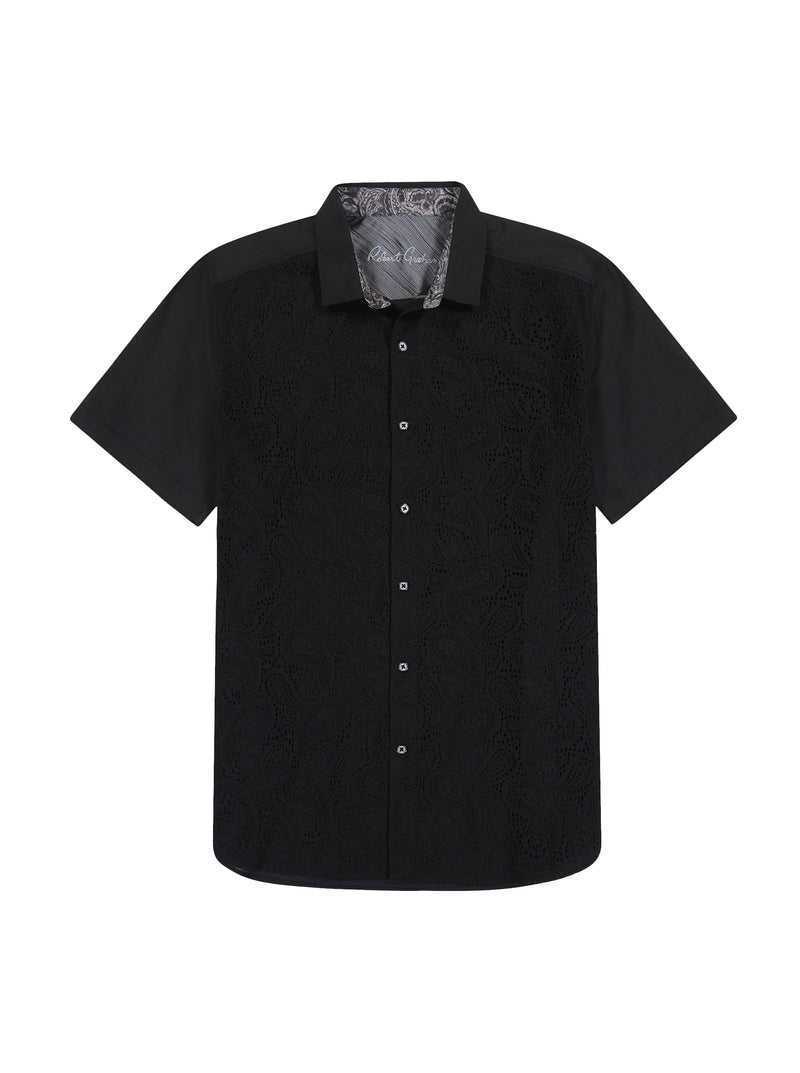 Black Robert Graham Sforza Short Sleeve Button Down Shirt | 742035LXN