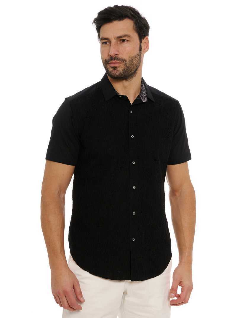 Black Robert Graham Sforza Short Sleeve Button Down Shirt | 742035LXN