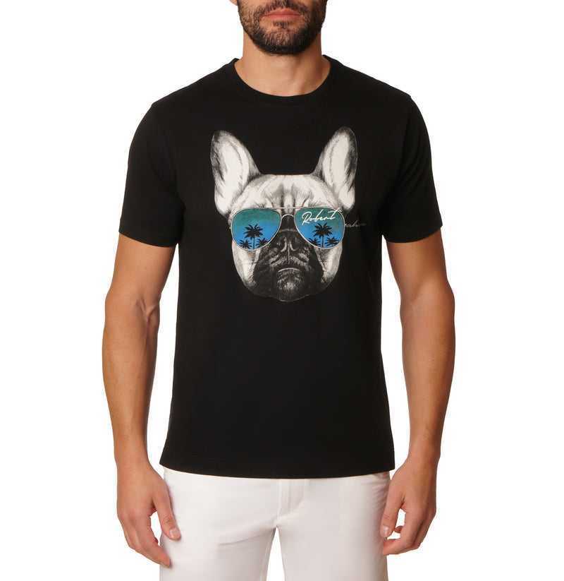 Black Robert Graham Shady Paws T-shirt | 518709TNK