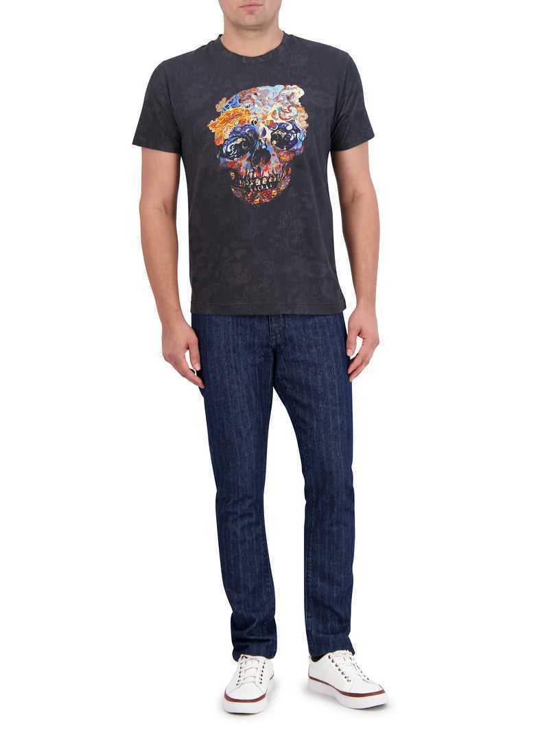 Black Robert Graham Skull Scrolls T-shirt | 319205FUB