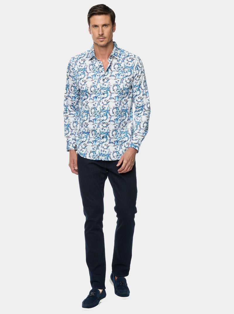 Blue Robert Graham Acosta Long Sleeve Button Down Shirt | 021549GYA