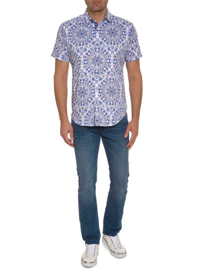 Blue Robert Graham Andaz Short Sleeve Button Down Shirt | 127854BPU