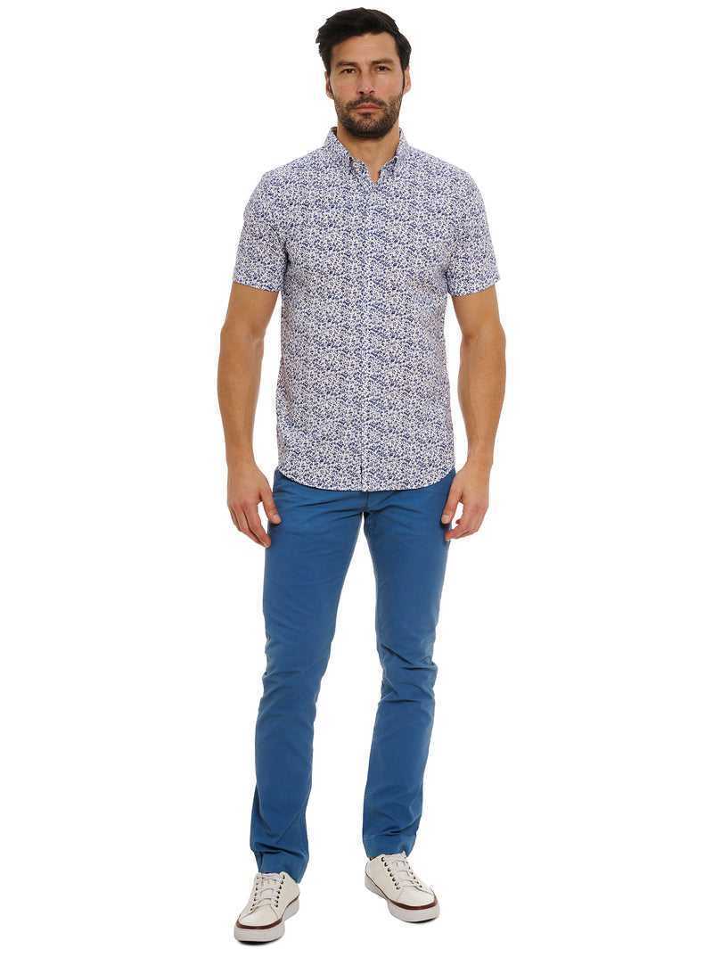 Blue Robert Graham Bassel Short Sleeve Button Down Shirt | 718506UCW