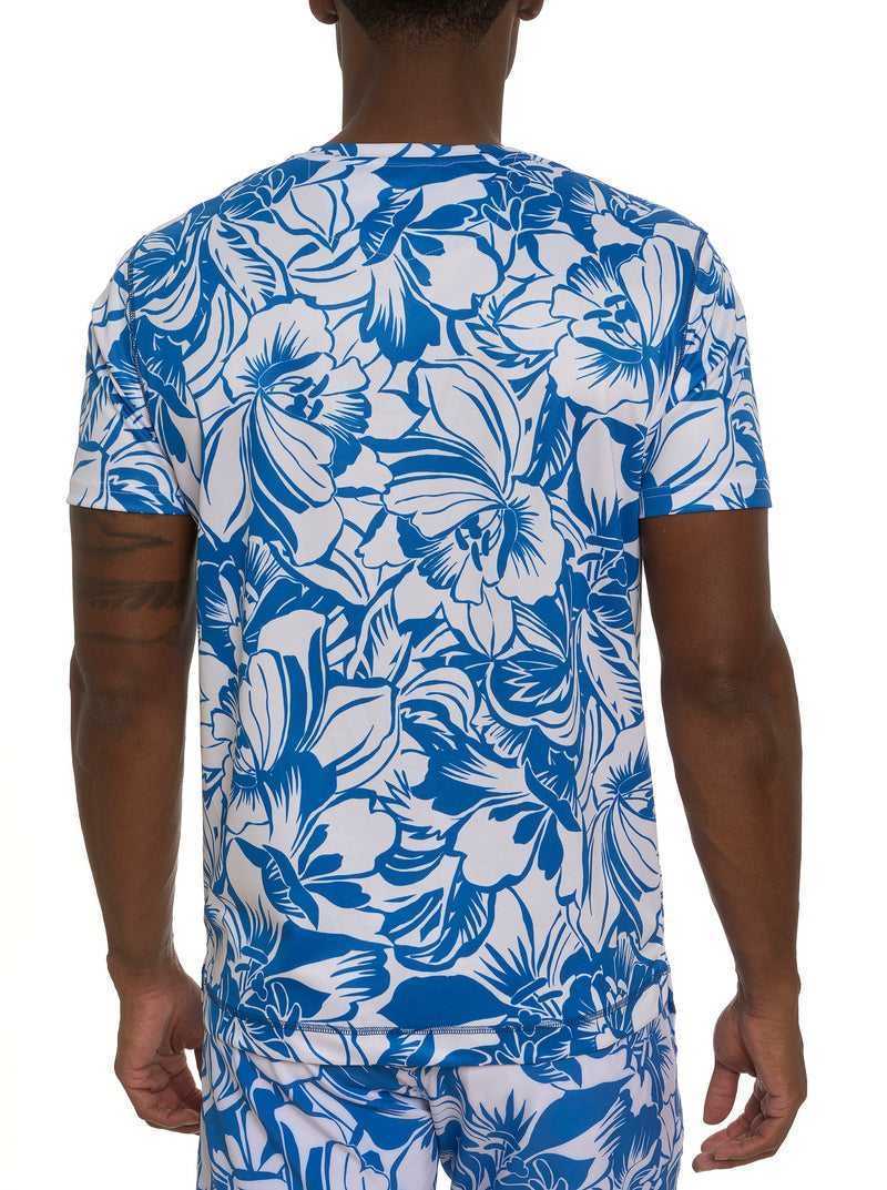 Blue Robert Graham Beach Hibiscus Performance Graphic T-shirt | 821547LEU