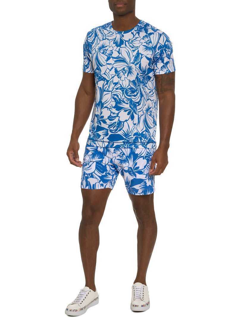 Blue Robert Graham Beach Hibiscus Performance Graphic T-shirt | 821547LEU