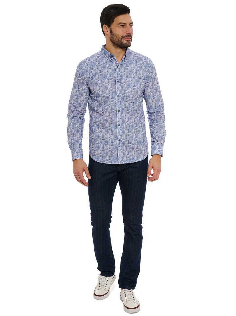 Blue Robert Graham Chastin Long Sleeve Button Down Shirt | 469230SXN