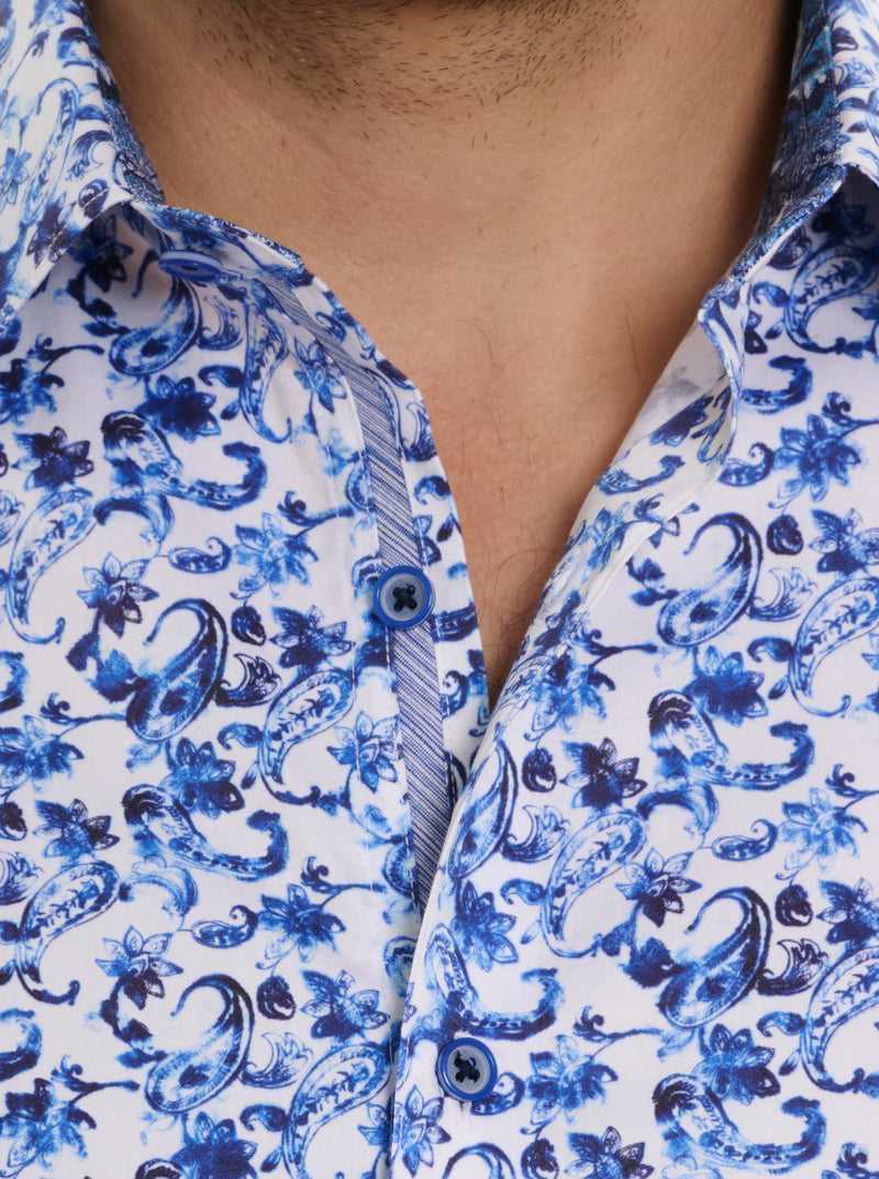 Blue Robert Graham Kaanapali Short Sleeve Button Down Shirt | 053128SBW