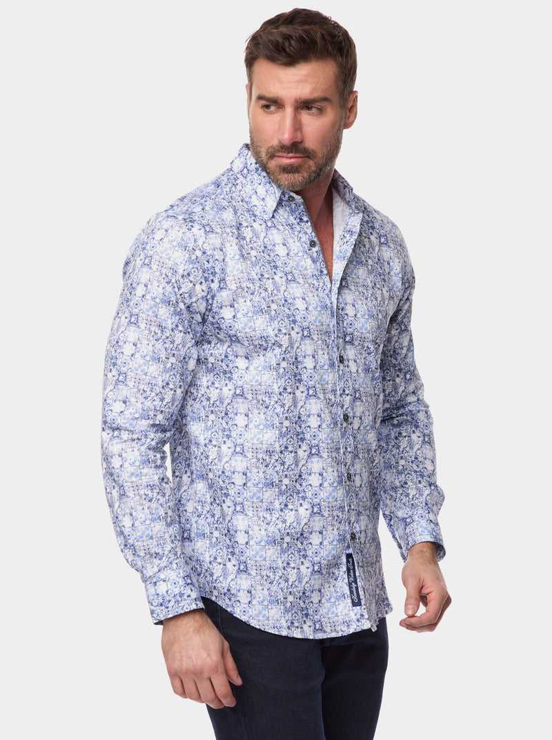 Blue Robert Graham Kano Long Sleeve Button Down Shirt | 927613QPG