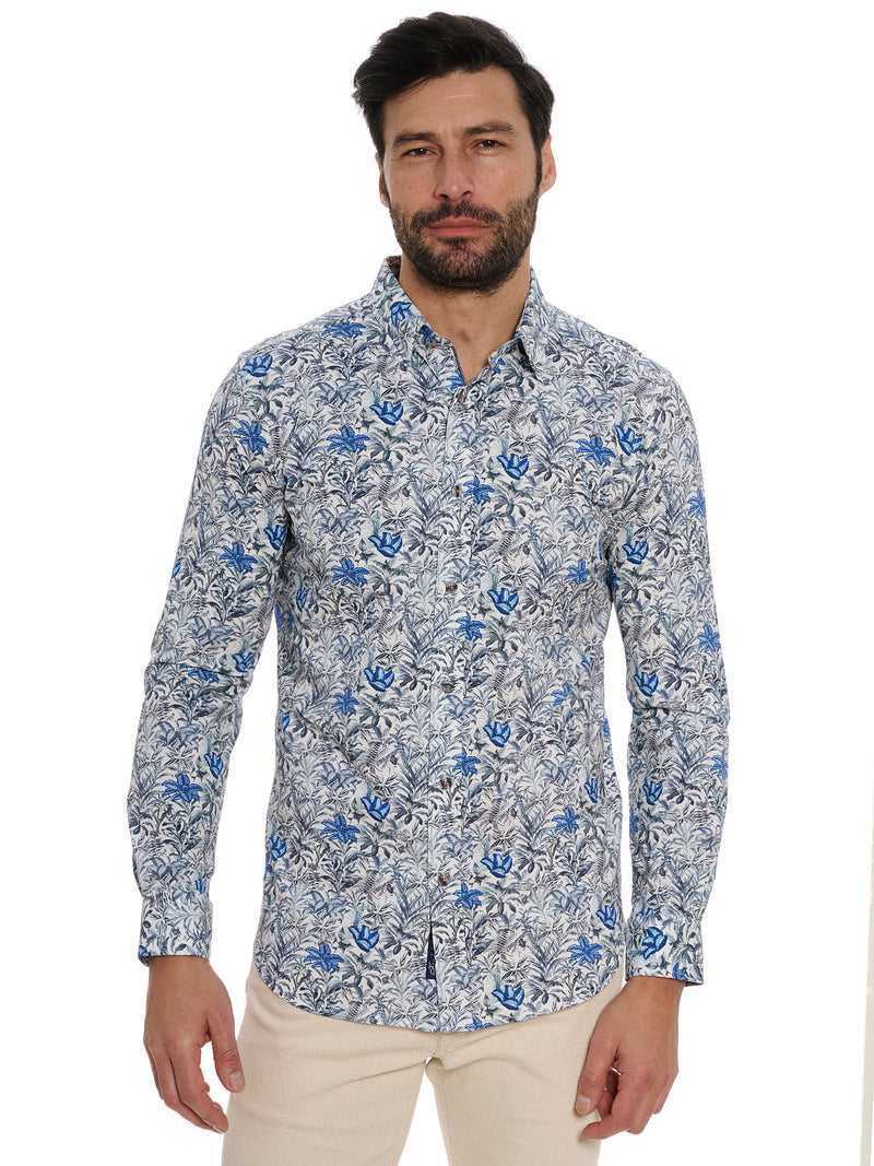 Blue Robert Graham Leif Long Sleeve Knit Shirt | 365740RLZ