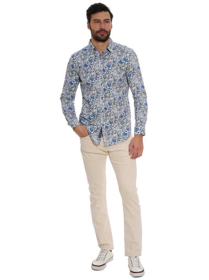 Blue Robert Graham Leif Long Sleeve Knit Shirt | 124983GAQ