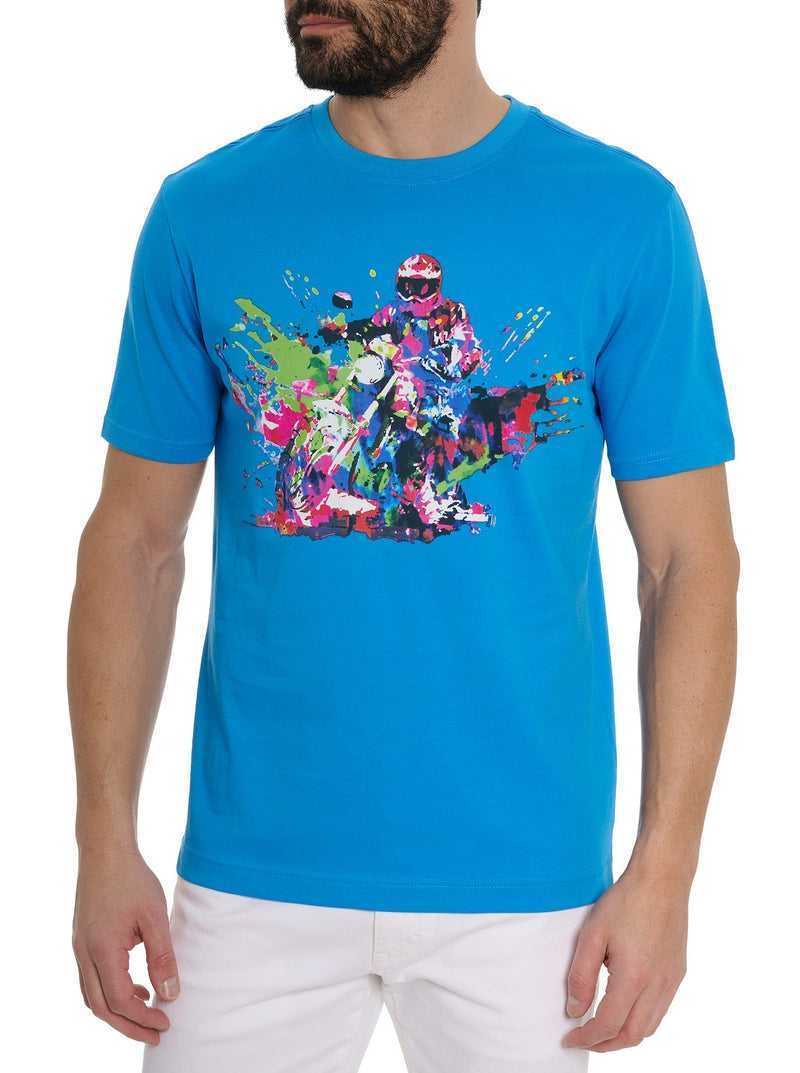 Blue Robert Graham Moto Splash T-shirt | 175032OPM