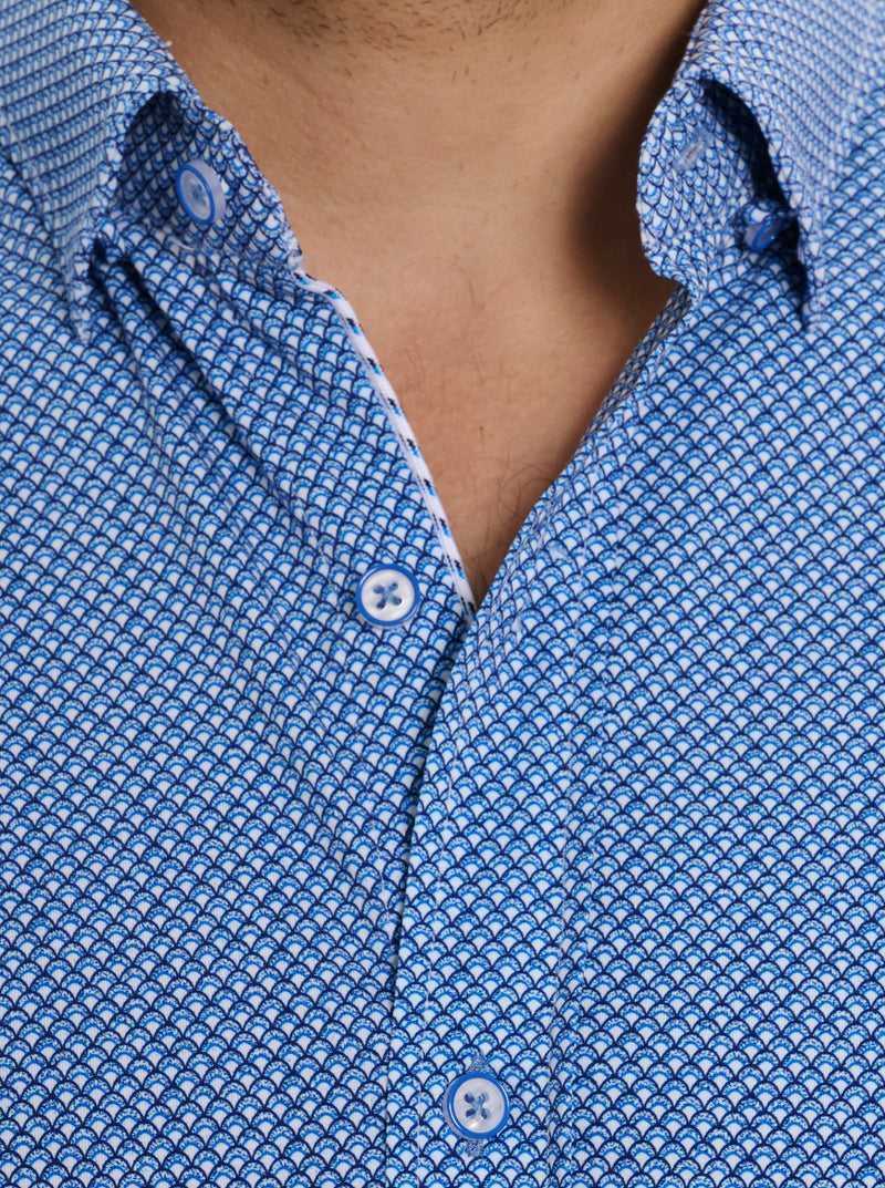 Blue Robert Graham Shuler Motion Short Sleeve Knit Shirt | 317546GZC